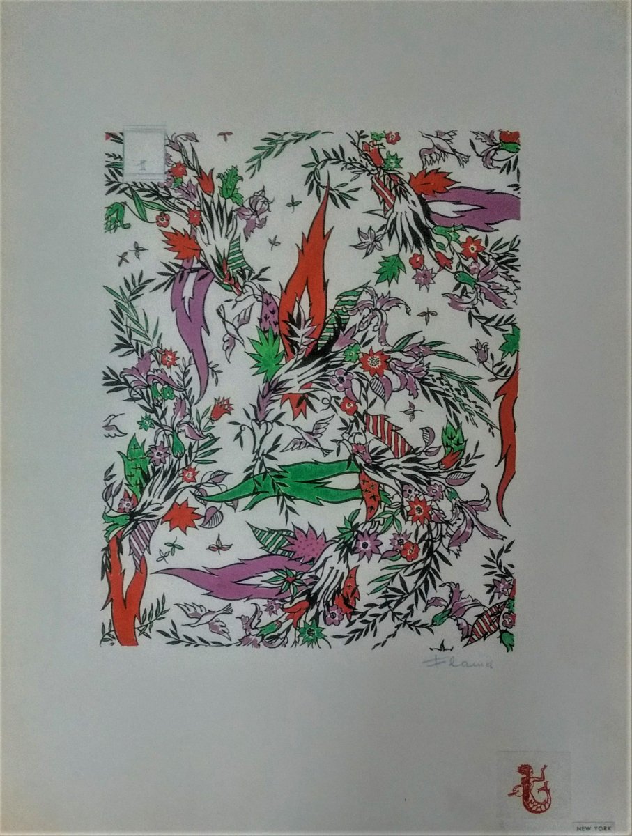 2 Wallpaper Projects. Jean Van Noten. 40s. Gouaches.-photo-3