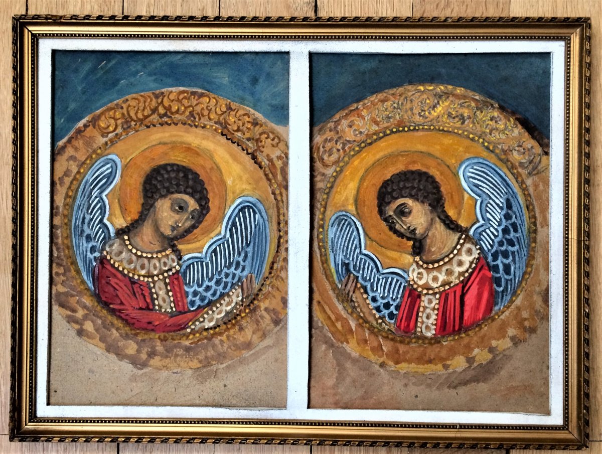 Mikhail Yakovleff. 1926.  "Anges". Diptyque. Projet d'Icône.