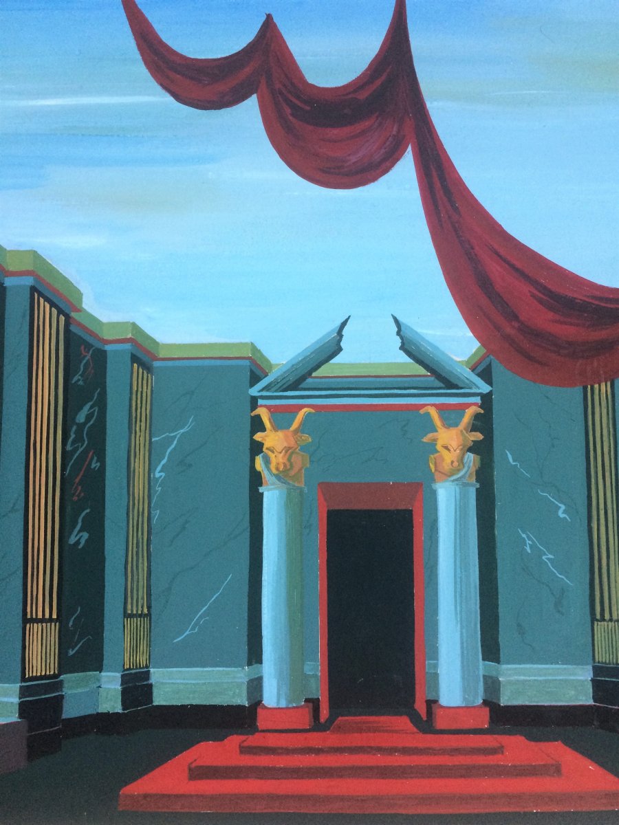 Opera. Two Decor Projects. "phèdre" By Jules Massenet By Michel Brunet. 1950s. Gouaches.-photo-4