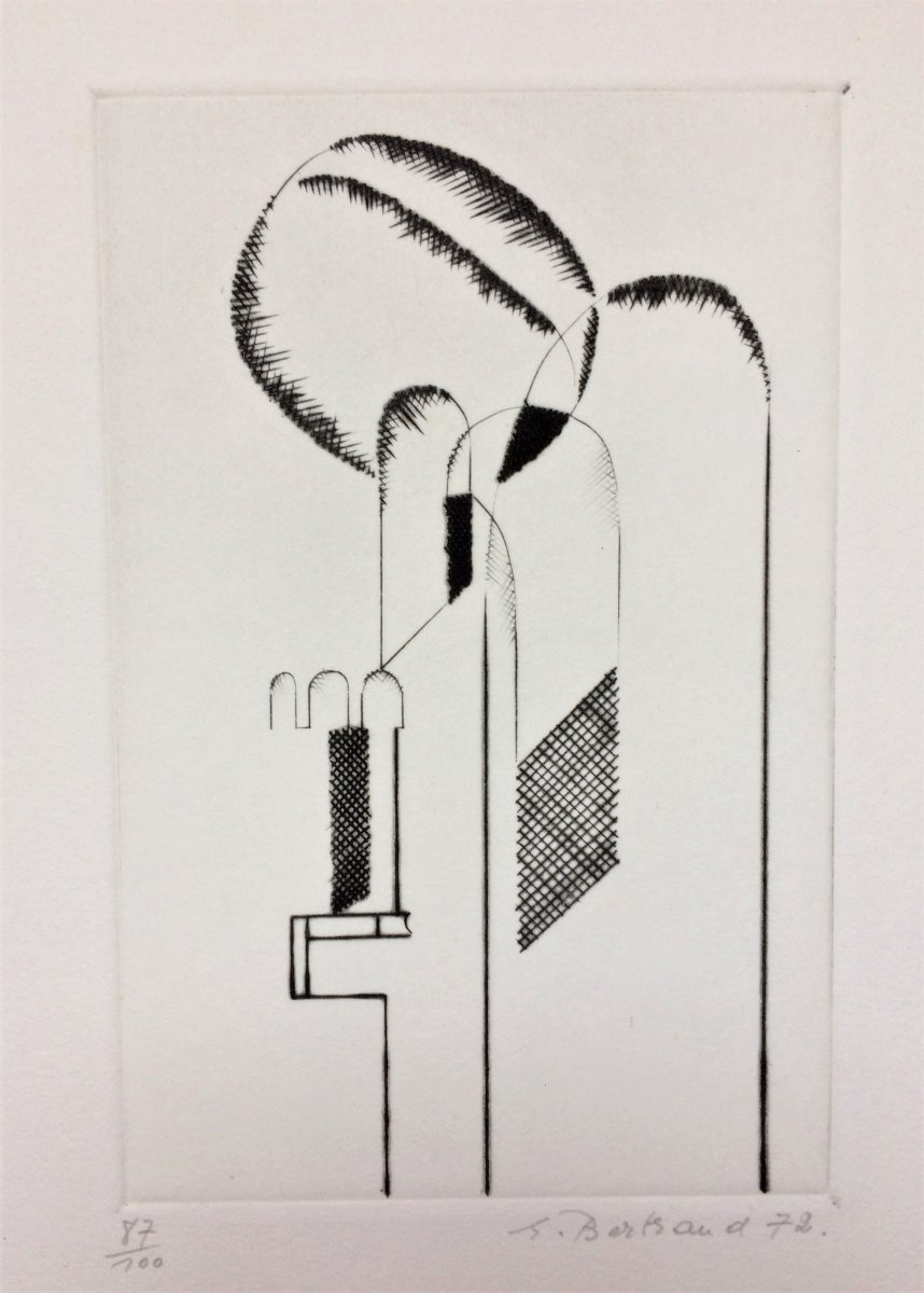 Gaston Bertrand. "architecture". 1972. Drypoint. 87/100.-photo-2
