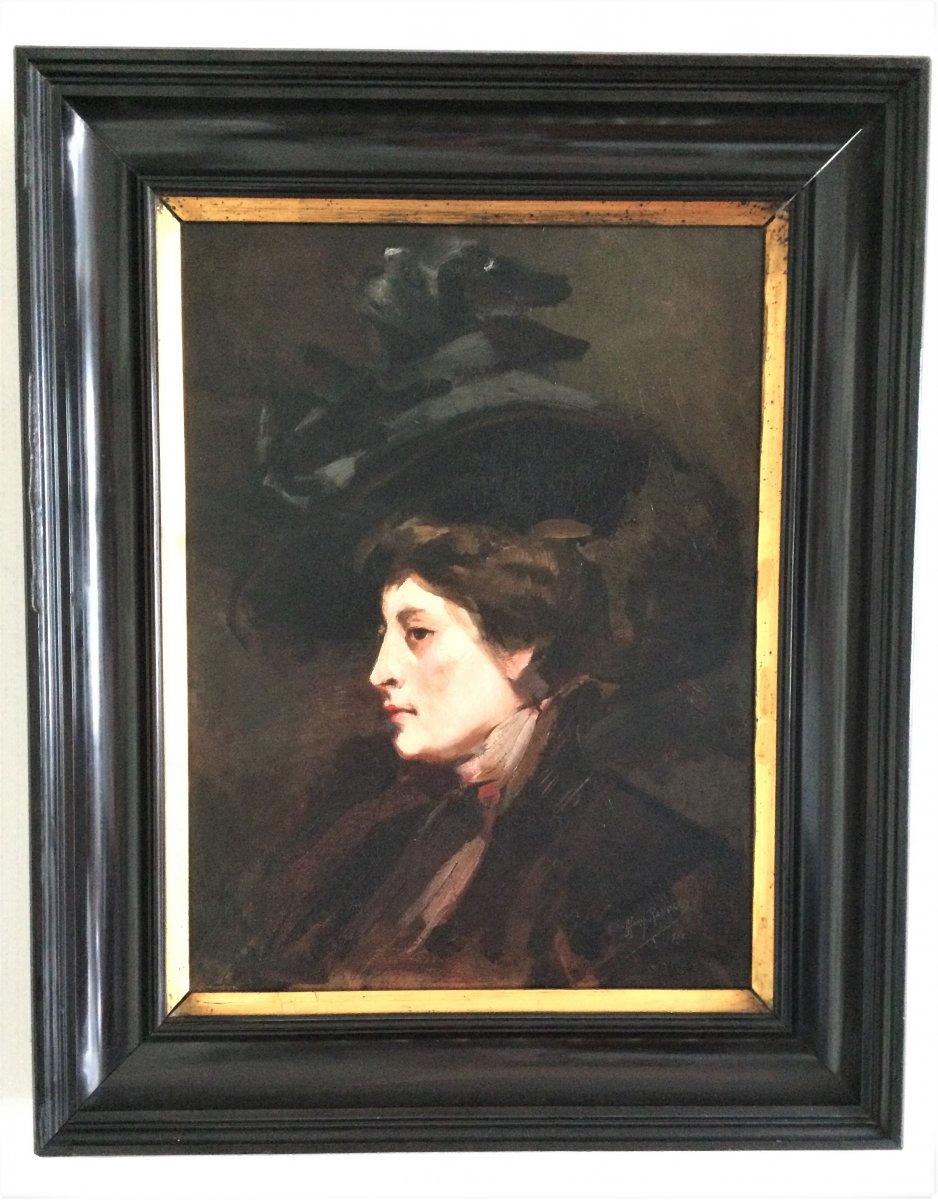 Marguerite Radoux. " Portrait d' élégante". 1900.