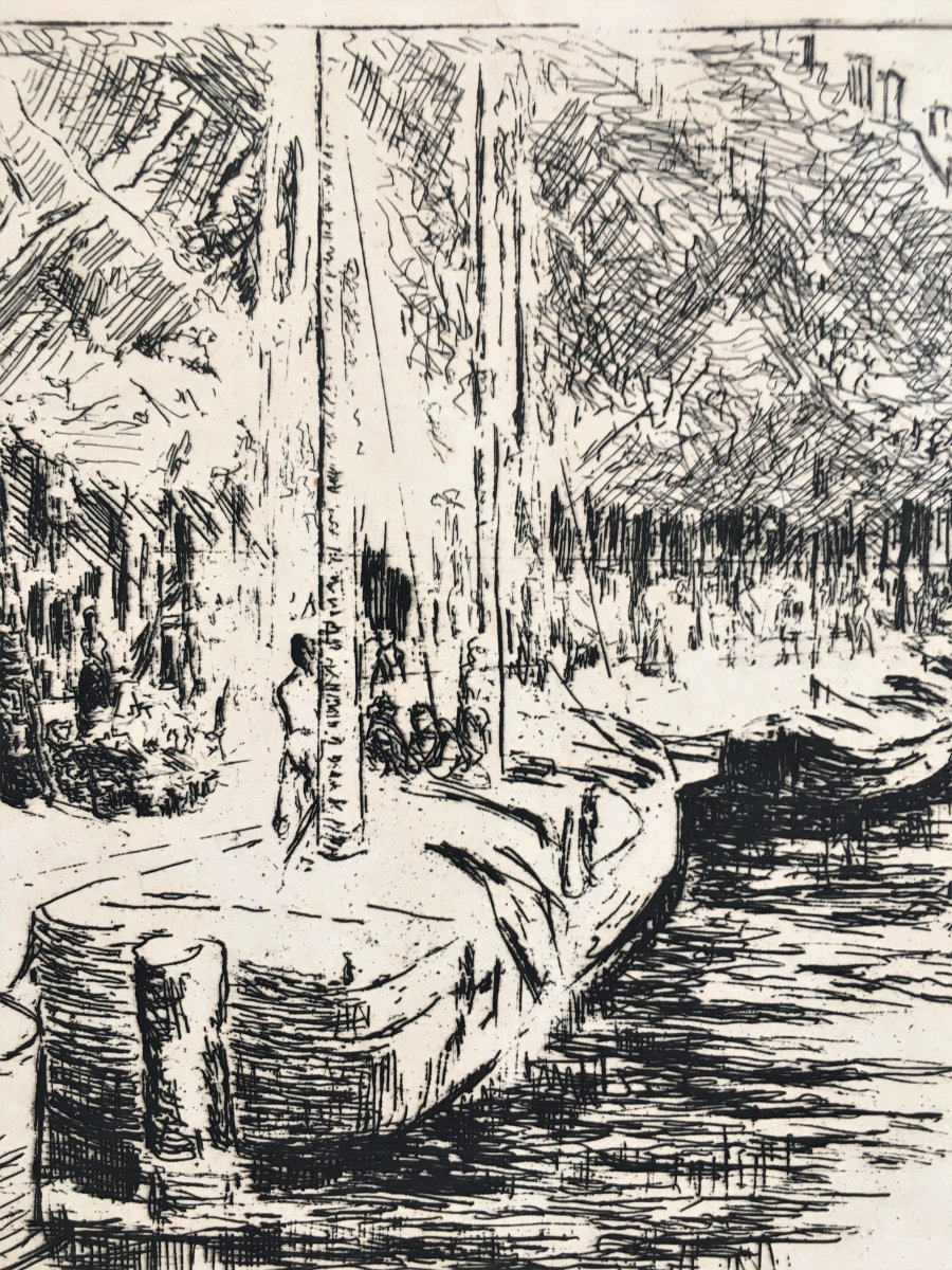 Max Liebermann (1847-1935). "canal In Amsterdam". 1907. Etching.-photo-3
