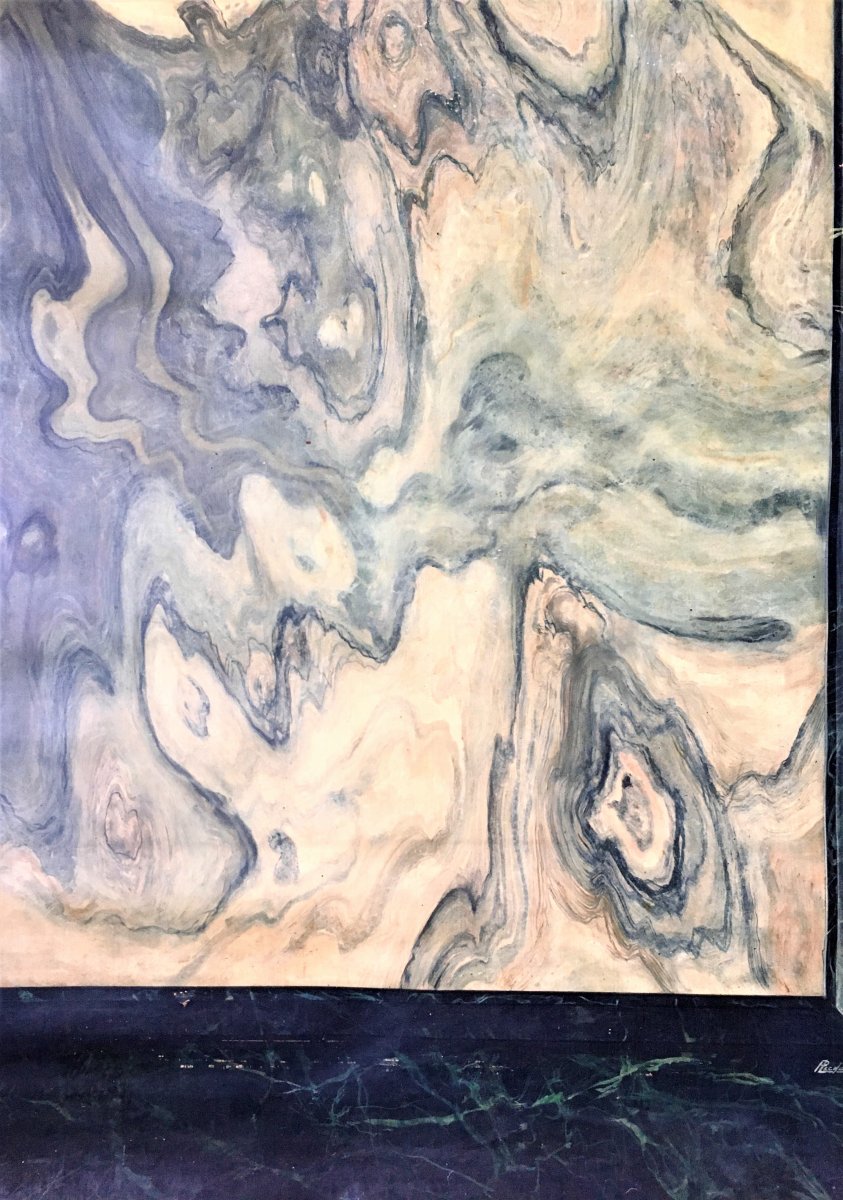 Faux Marble, Trompe l'Oeil. Oil On Strong Paper. 1900-1920-photo-3