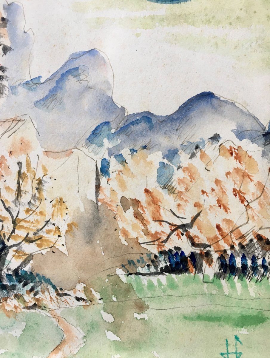 Hermann Paul (1864-1940). "montagne Ste Victoire". Around 1900.-photo-3