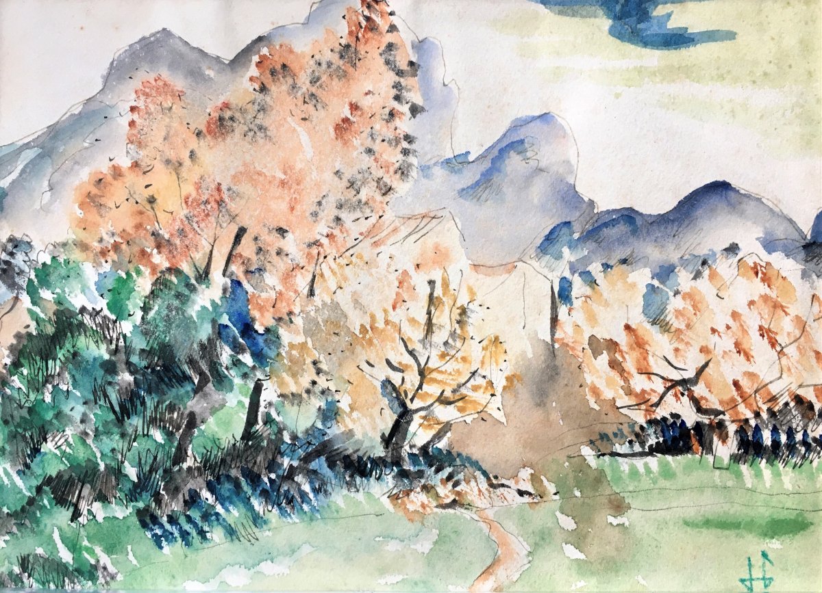 Hermann Paul (1864-1940). "montagne Ste Victoire". Around 1900.