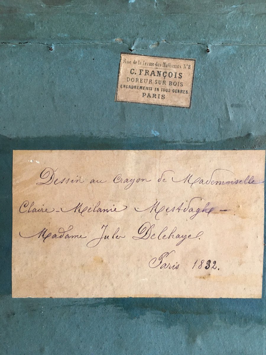 Design . "portrait Of Madame Jules Delehaye" By Mélanie Mestdagh. 1832. Paris.-photo-3