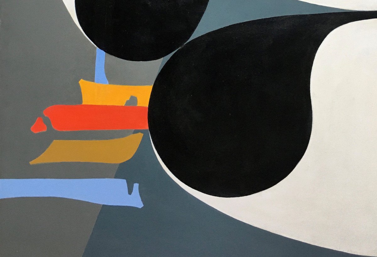 Gaston Xhardez, Bruxelles (1924-1996). tableau abstrait. Vers 1970.-photo-4