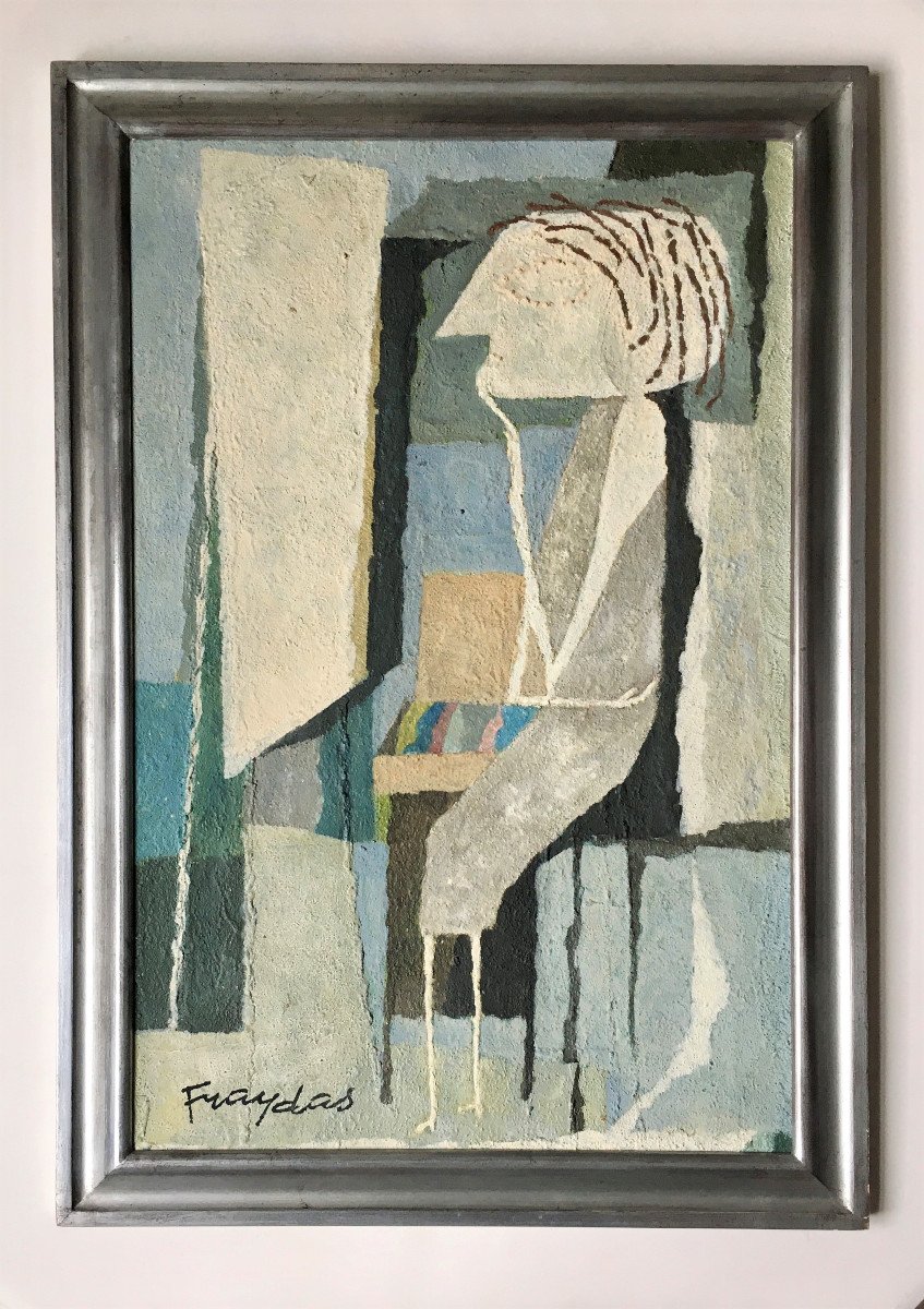Stanislas  Fraydas ( 1908- ?). "Peintre à son chevalet". Années 50. -photo-2