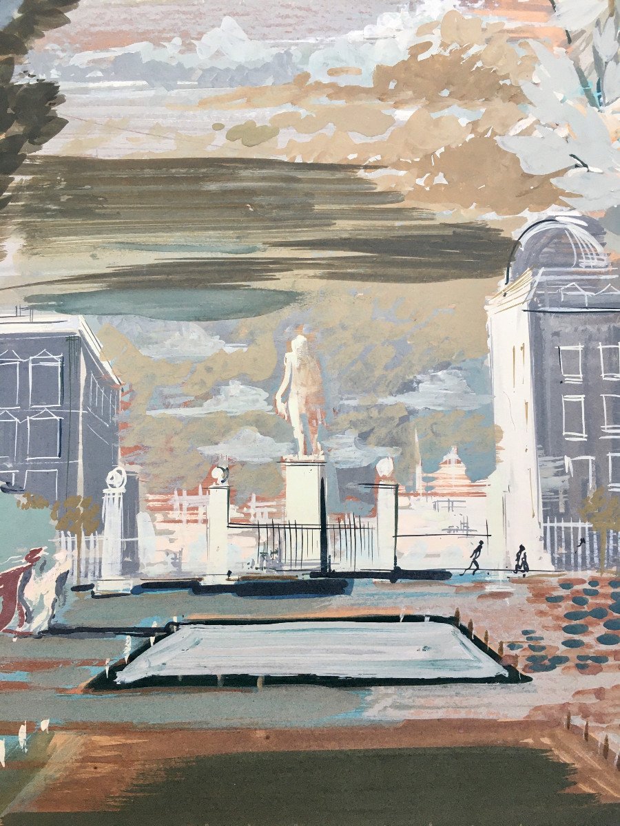 Pierre Willy De Muylder (1921-2013). "Vue du parc royal , Bruxelles". Années 50.-photo-3