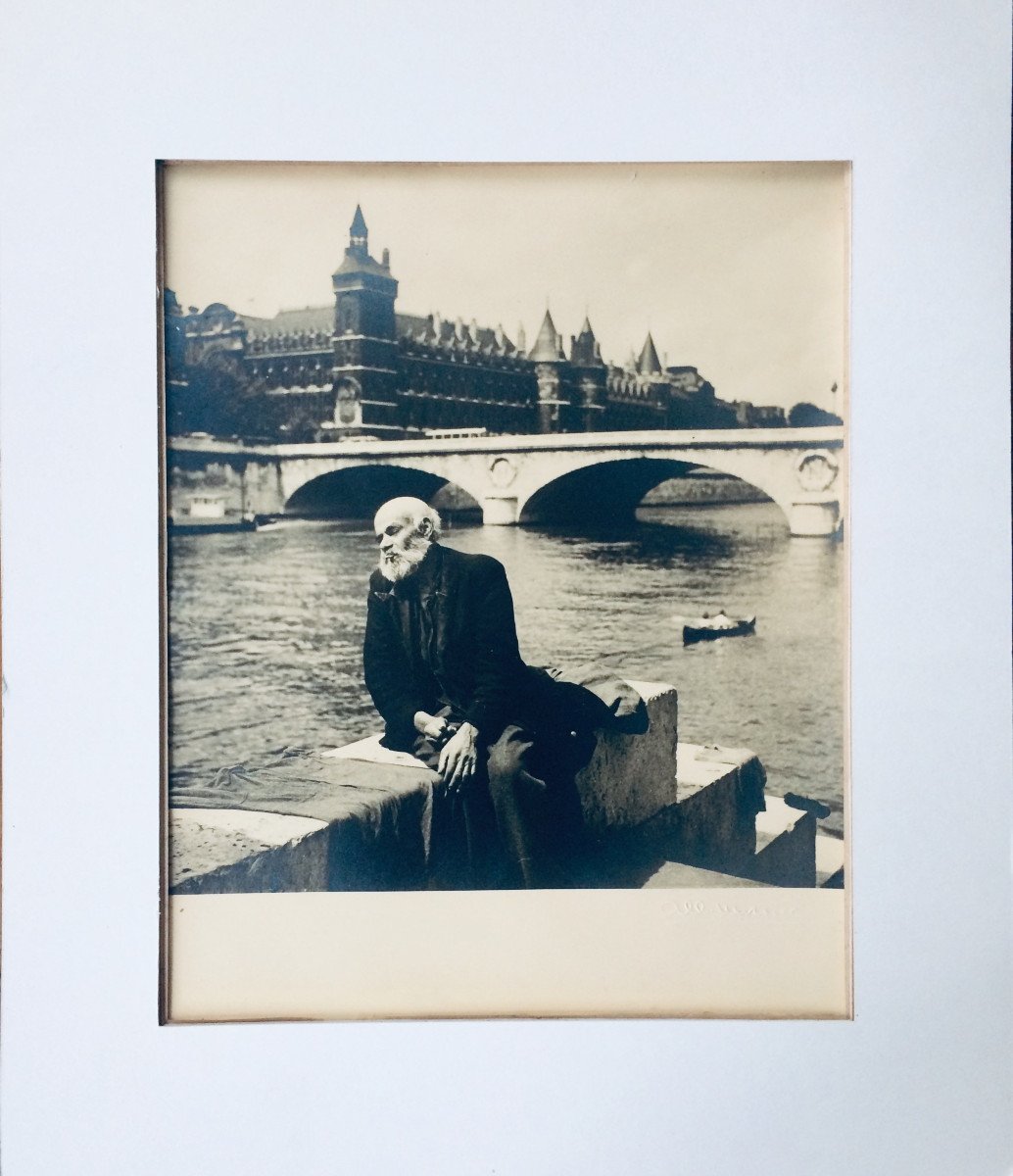 Albert Monier. " Quais de Paris". 1950. Tirage argentique.-photo-1