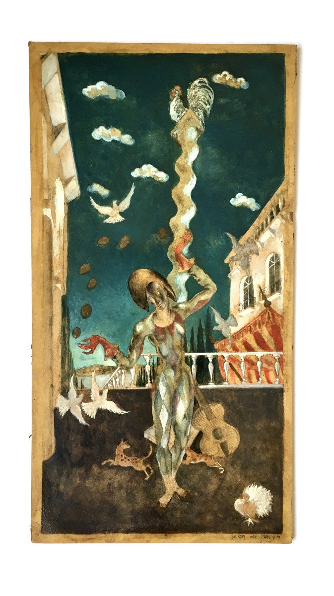 Leon De Bruyn (1901-?). "harlequin In Venice". 1930s.-photo-3