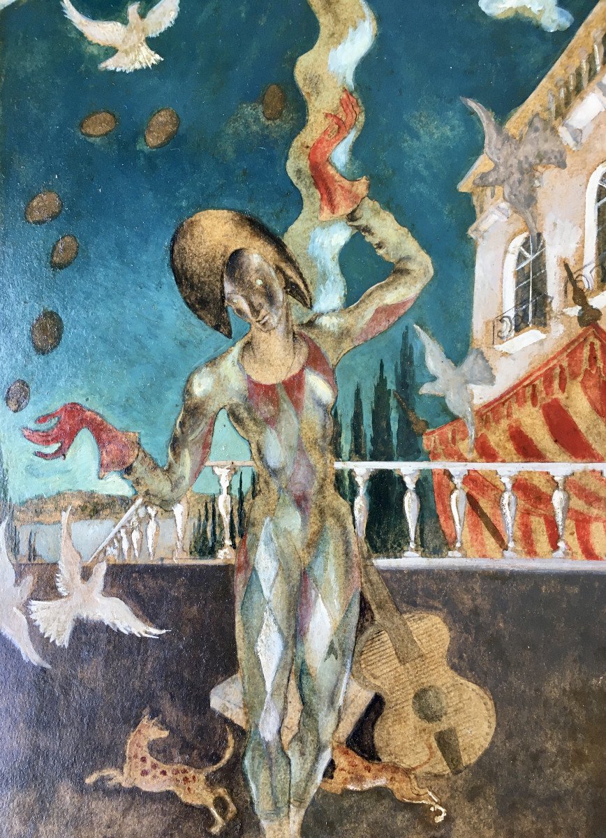 Leon De Bruyn (1901-?). "harlequin In Venice". 1930s.-photo-1