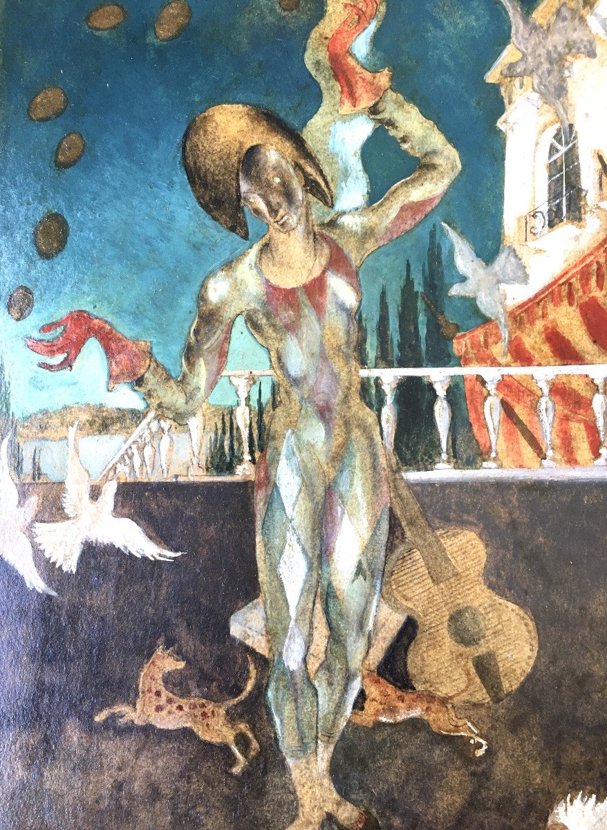 Leon De Bruyn (1901-?). "harlequin In Venice". 1930s.-photo-2