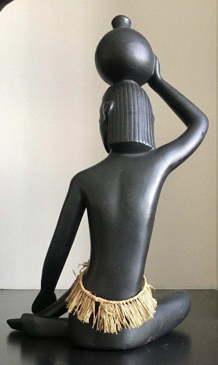 Gmundner Keramik " Femme africaine". 1950. Autriche.-photo-3