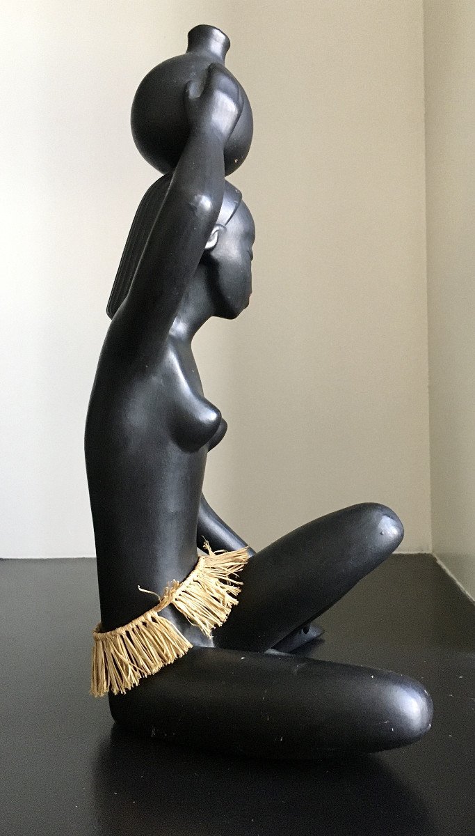 Gmundner Keramik " Femme africaine". 1950. Autriche.-photo-1