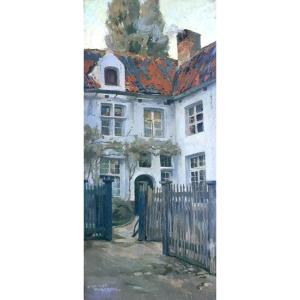 Isidore Opsomer (1878-1967). "Maison flamande". Post-impressionnisme. 