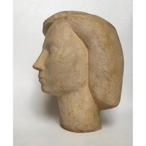 Jacques Feinschneider (1933). Sculpture, Chamotte Clay. "woman's Head". 1956.