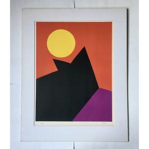 émile Gilioli (paris, 1911-1977). "abstraction". Lithography. 50s-60s.