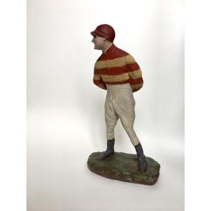 “max Dearly, As A Jockey” Polychrome Plaster Print. 1930s.