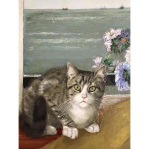 Antoinette De Littry (1905, France-1998). “cat In Front Of The Sea”. 1965.