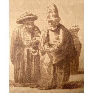 Antoon Overlaet (antwerp, 1720-1774). "jews In Amsterdam". 18th Century. Brown Ink.