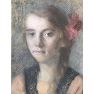 Marguerite Putsage (mons, 1868 - Ixelles, 1946). "portrait Of A Young Girl". 1920s.