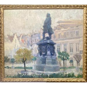 Gaston Haustrate (1878-1949). "Place du Musée , Charles de Lorraine, Bruxelles". 1919.