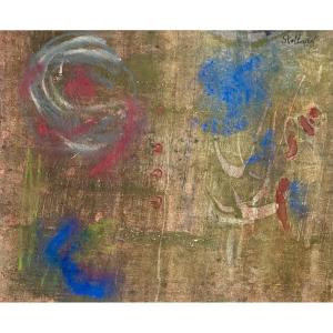 Jaap Stellaart (1920-1992). Abstraction. Technique mixte . Vers 1950.