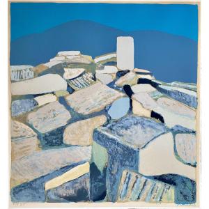 Roger Mühl ( 1929 Geudertheim - 2008 Mougins). "Mougins". Lithographie.