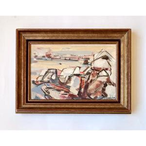 Françoise Grassin Taffin (1927-1995) "Rochers de Bretagne". 1977.