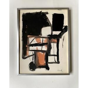 Fernand Carette (1921-2005). Abstraction. 1955. Gouache.