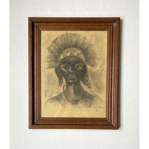 Maurice Van Essche (1906-1977). "Danseur Bakwa-mputu" (tribu des Luba,Congo).1940.