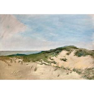 Vital Keuller (lille, 1866 -brussels, 1945). Pastel. "dunes". 1896.