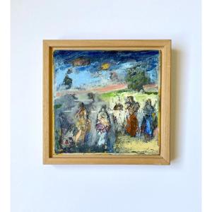 Bern Wery (20th Century). "composition." Oil On Wood.