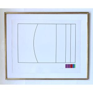 Jo Delahaut (Vottem, 1911 - Schaerbeek, 1992). Lithographie. "Espace N°2. 1973