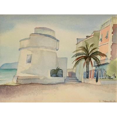 Edith Strauch (1920-2008). " Alassio, (Italie)". Années 50.