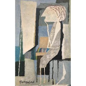 Stanislas  Fraydas ( 1908- ?). "Peintre à son chevalet". Années 50. 