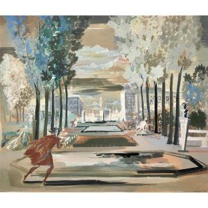 Pierre Willy De Muylder (1921-2013). "Vue du parc royal , Bruxelles". Années 50.