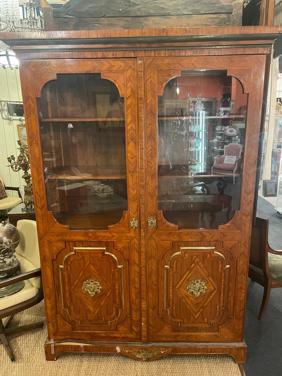 Louis XIV Style Bookcase In Violet Wood Opening With 2 Doors