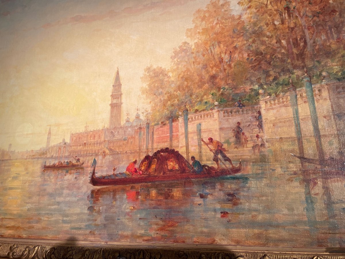 Huile Sur Toile Représentant Le Grand Canal à Venise Signée Calderon -photo-4