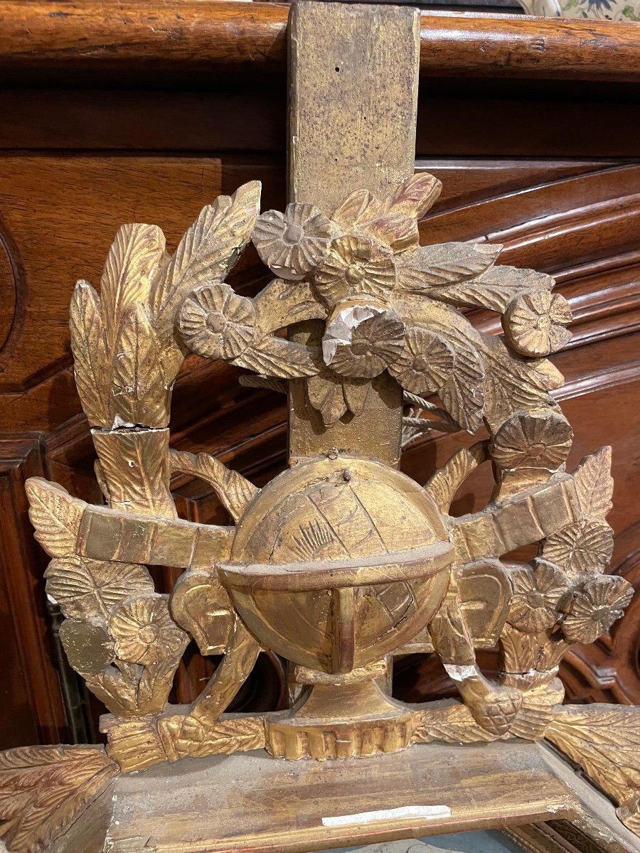 Baromètre D’époque Directoire En Bois Sculpté Et Doré -photo-3