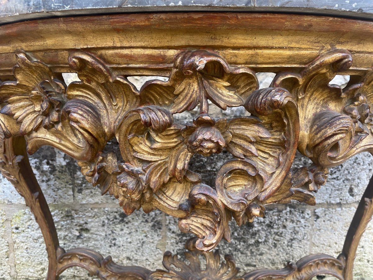 Large Italian Console With 4 Legs In Carved And Gilded Wood -photo-1