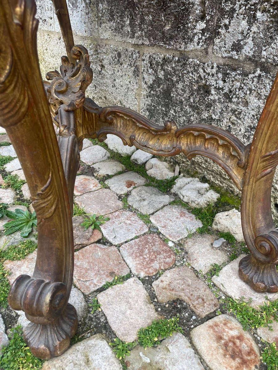 Large Italian Console With 4 Legs In Carved And Gilded Wood -photo-8