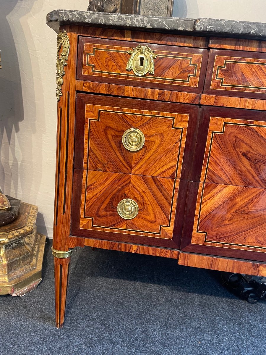Louis XVI Period Commode In Marquetry -photo-4