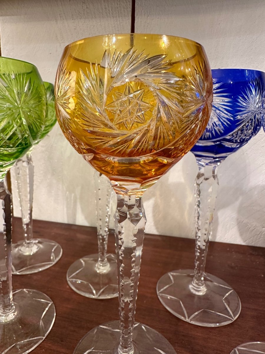 Suite De 6 Verres à Vin En Cristal De Bacarat -photo-2