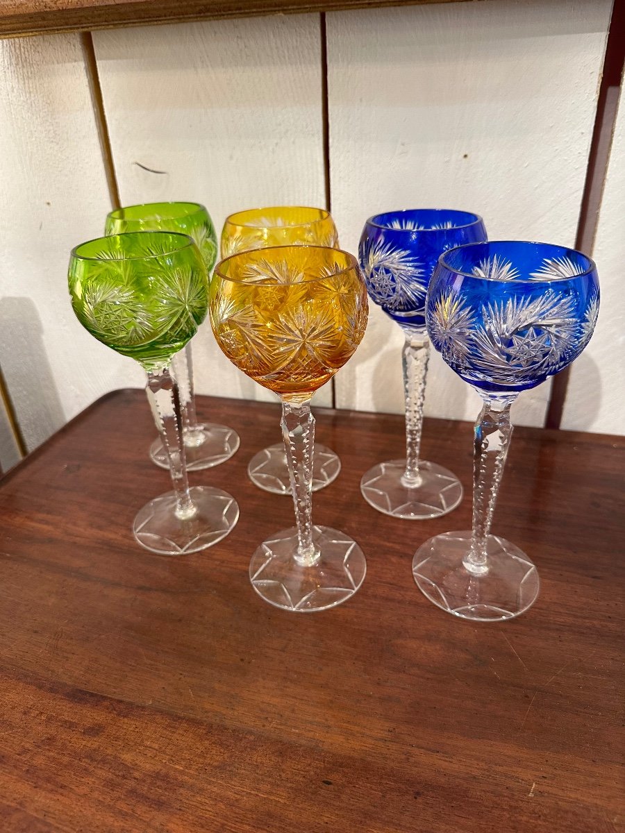 Suite De 6 Verres à Vin En Cristal De Bacarat -photo-5