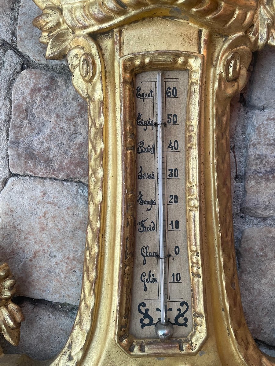 Baromètre En Bois Doré D’époque Napoléon III -photo-1