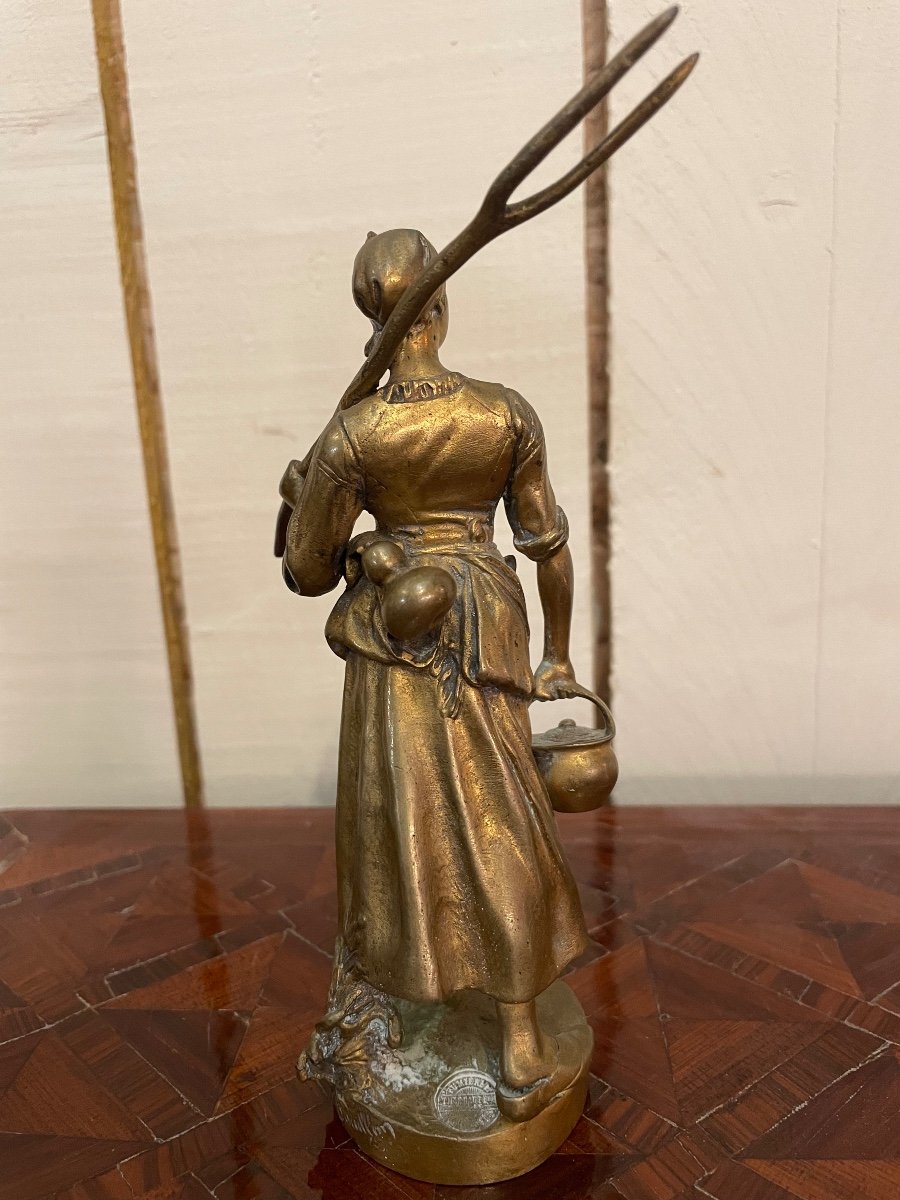 Bronze Representing The Bearer In The Fields By Henri Bouillon -photo-3