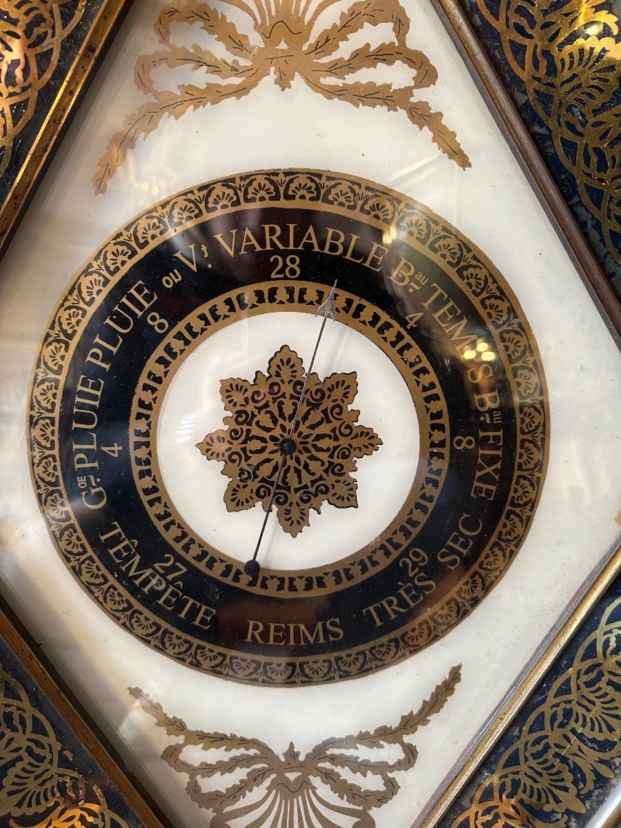 Baromètre D’époque Directoire ( 1800) En Verre églomisé -photo-2