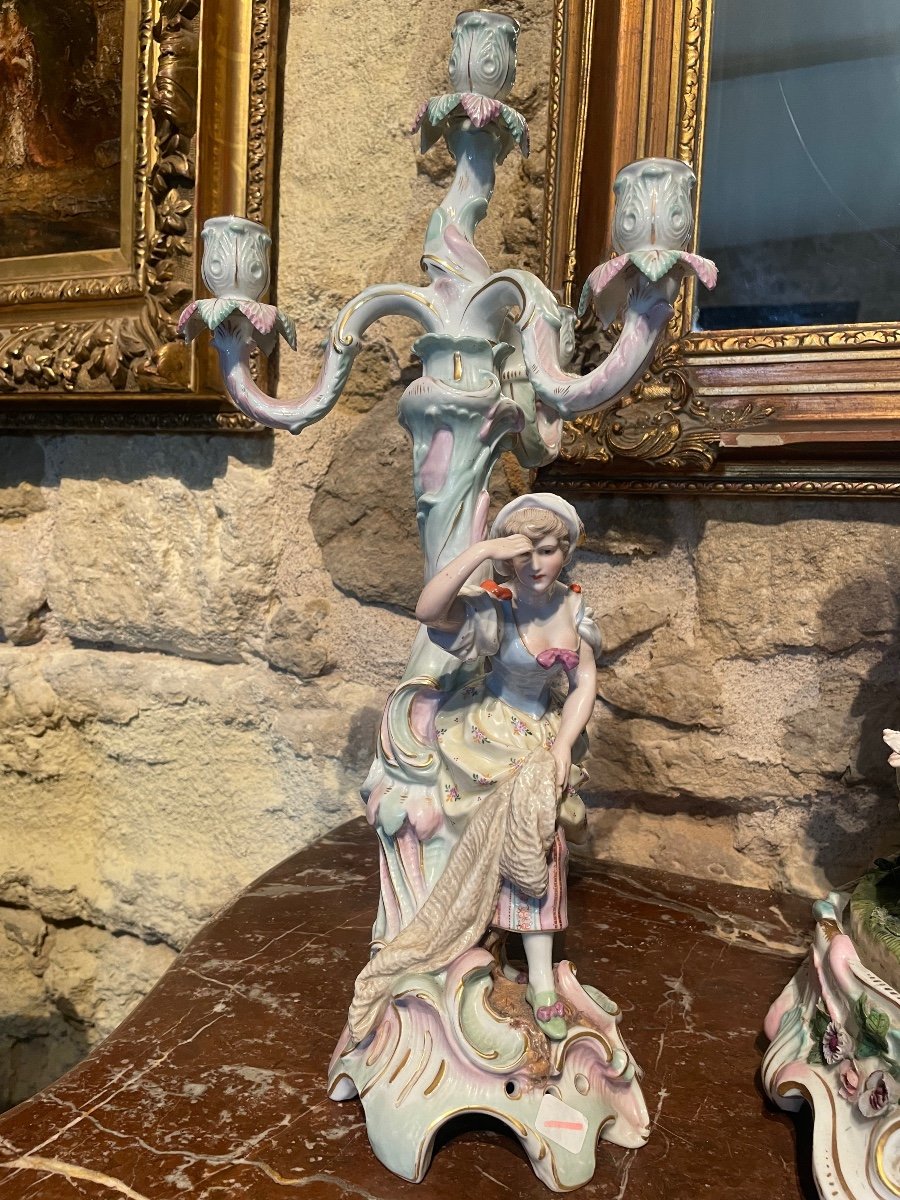 Exceptional 19th Century German Porcelain Fireplace Trim -photo-4